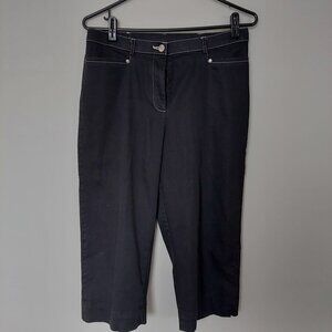 Allison Daley High Waist Black Cotton Blend Stretchy Capri, Size 8